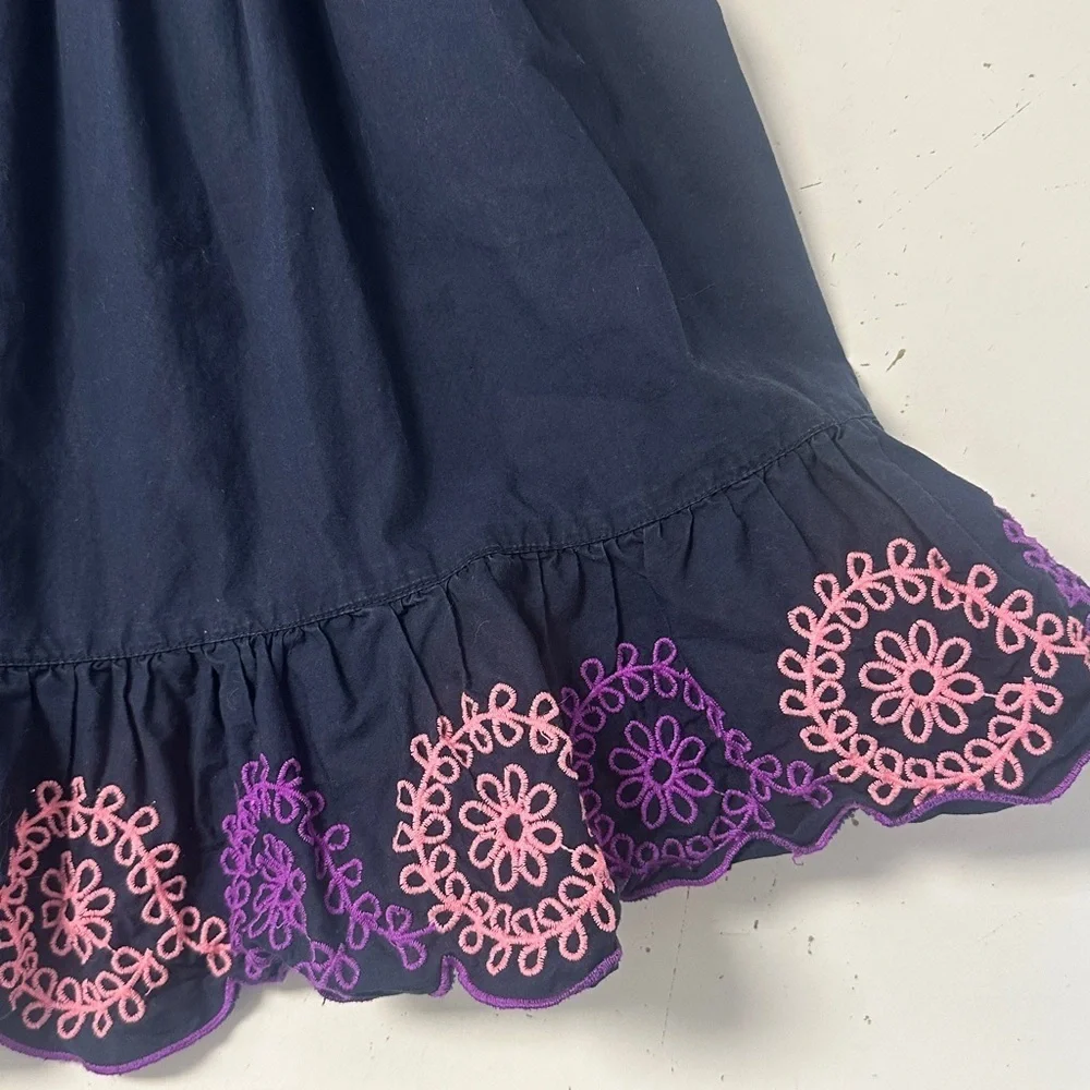 Crewcuts Scalloped Embroidered Navy Dress 8